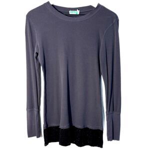 Selena Gomez Dream Out Loud Gray  Thermal Tunic Black Sequins Women M.